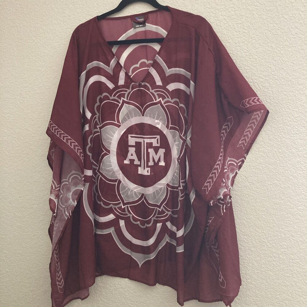 Women’s Texas A &M Sheer Caftan Poncho Tunic Top For Game Day One Size Fits All
